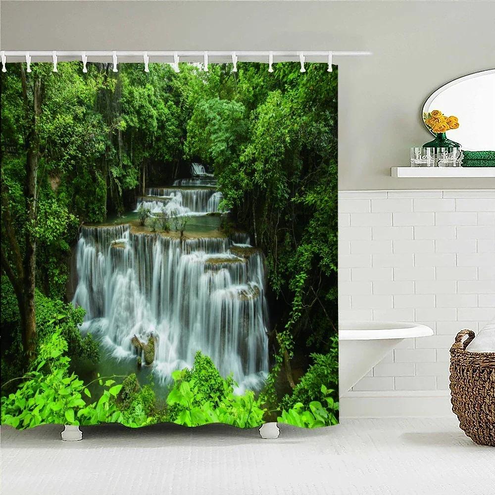 Forest Natural Scenery Shower Curtains 3d Printing Bath Curtains Polyester Washable Fabric With Hooks Home Decorative Screen