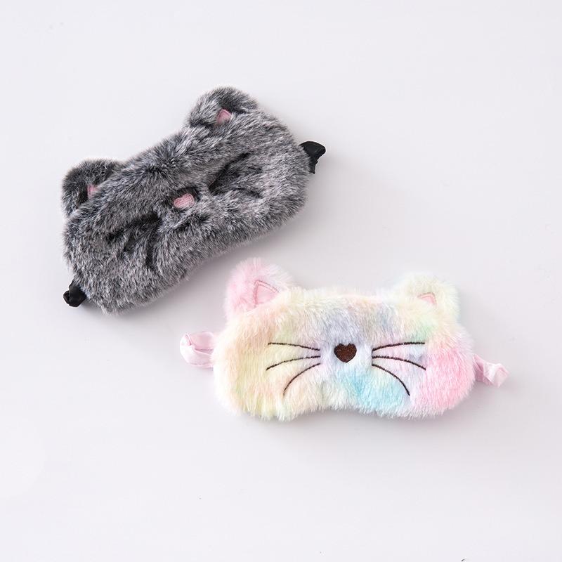 Plush Black Cat Eye Mask Cute Cartoon Bean Paste Rabbit Blackout Sleeping Eye Masks
