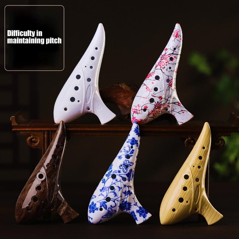 12 Hole Ceramic Ocarina Musical Device Smooth Surfaces Texture Balanced Tone Output for Aspiring Musicians and Collectors