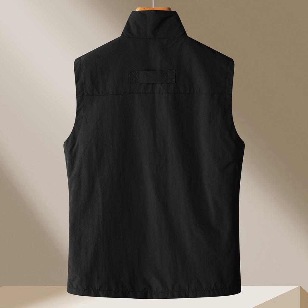 [Fashionable thin outfit] Spring sports stand up collar vest jacket for men's casual vest and men's vest
