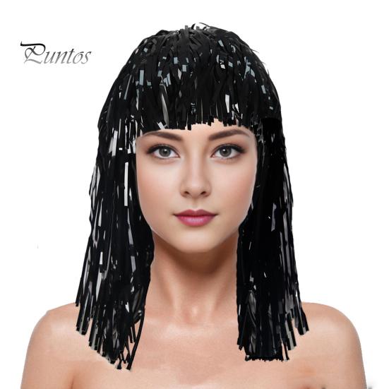 Easy-to-Use Wig Foil Tinsel Wigs for Adults Fancy Dress Party Shiny Metallic Masquerade Disco Hat Photo Booth Prop Cosplay Supplies Memorable Moments