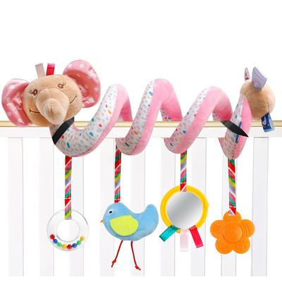 Baby Car Seat Toys Activity Stroller Toy for Boys Girls 0 3 6 9 10 12 Months, Spiral Hanging Plush Toys Activity Stroller Toys