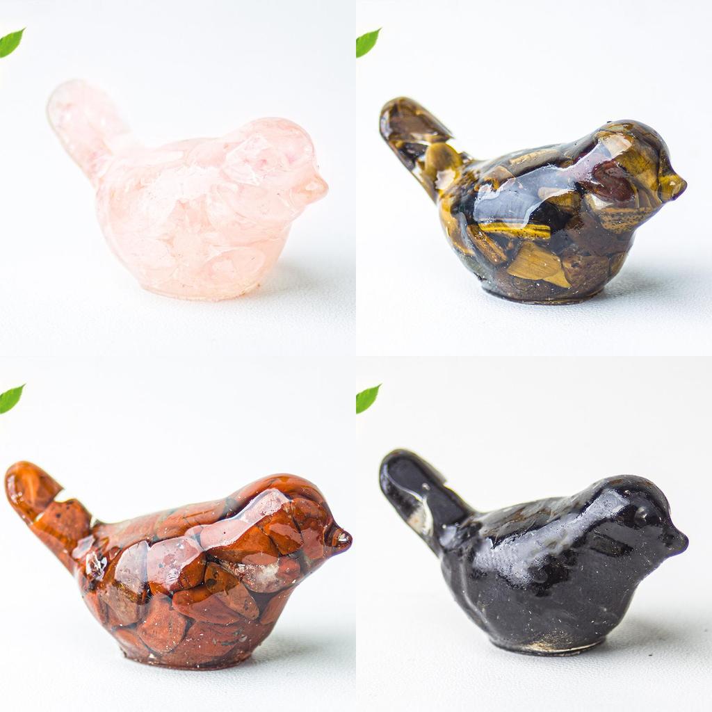 Resin Crystal Bird Figurine With Natural Waterstone For Home Office Decor Gift For Friends