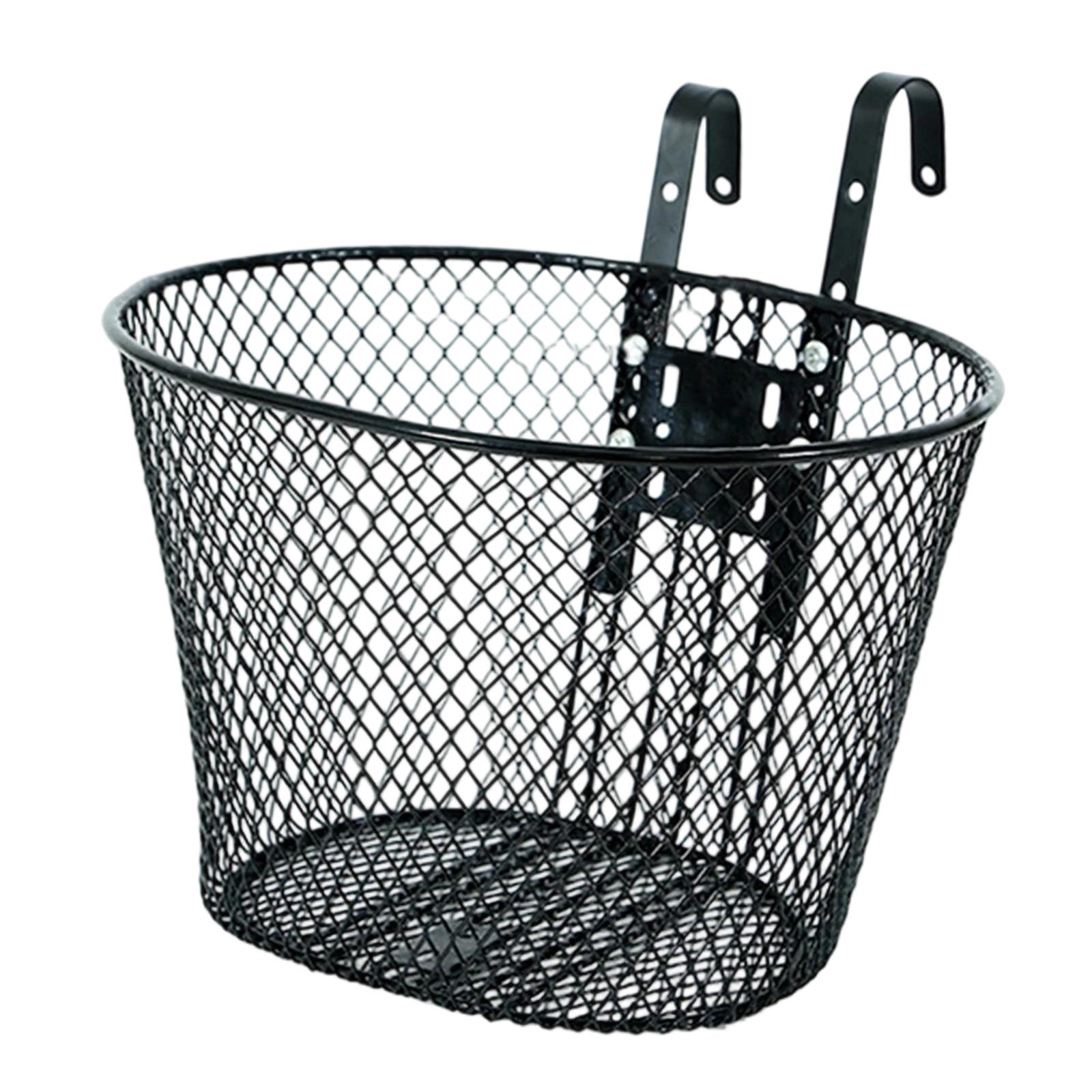 Bike Front Basket Weather Resistant for Kids Adults Metal Wire Bicycle Basket Front Handlebar with Adjustable Hooks for Cycling