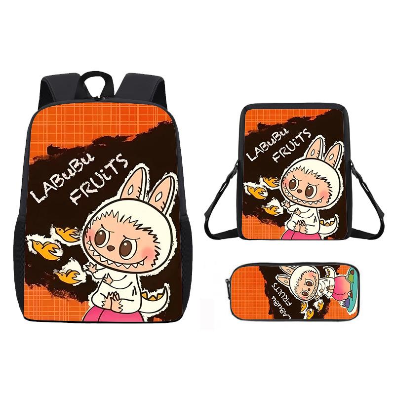 School Bag New Printing Three-piece Set Cartoon Rabbit Student Backpack Satchel Pencil Case Boys and Girls
