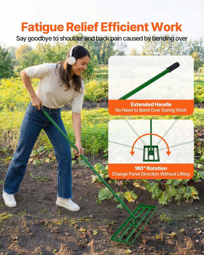 Lawn Leveling Rake, 36"x10" Level Lawn Tool, Heavy-duty Lawn Leveler with 78" Steel Extended Handle, Yard Leveling Rake Suit for Garden, Golf Lawn,