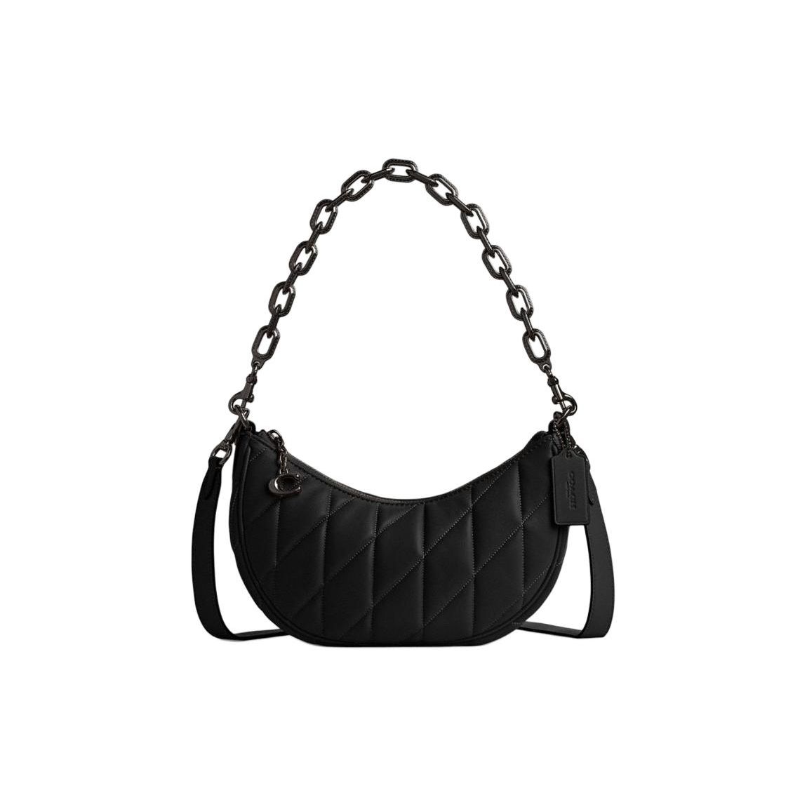 

Coach Mira Shoulder 24 Removable Strap Solid Color Diamond Zipper Leather Shoulder Crossbody Handbag Medium Women handbags Black CP148-V5BLK Basic Set (Bag+Dust Bag)