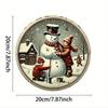 Vintage Snowman Family Metal Round Wall Sign Rustic Christmas Wreath Decor Farmhouse Kitchen Living Room