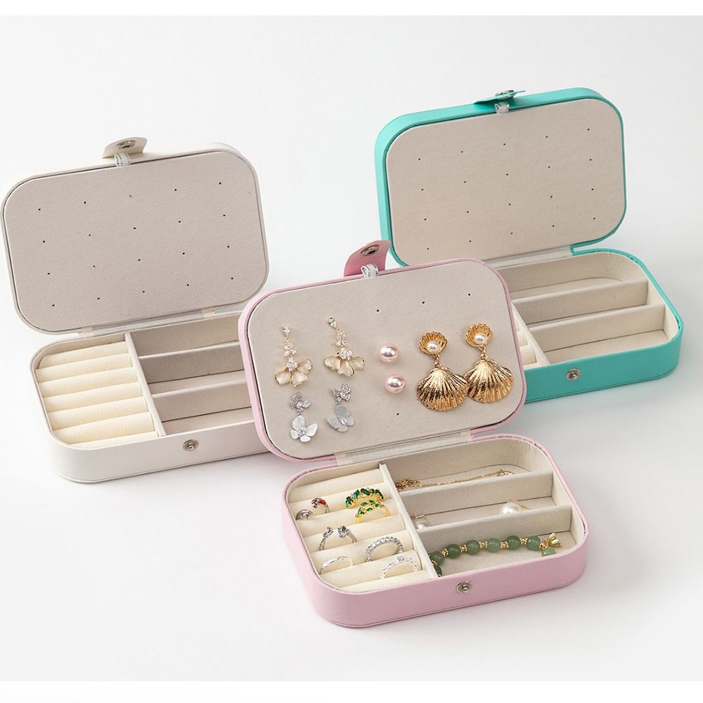

Mini Jewelry Holder Boxes PU Leather Jewelry Display Travel Storage Case Party Gift рожевий