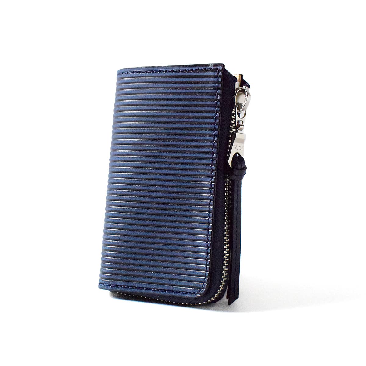 

Baggy Port Key Case, Indigo-Dyed Leather with Straight Embossed Pattern, Men s, Women s, Unisex, Key Ring, ZYS-293 (Dark Blue)