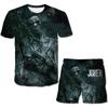 4-14 ani Vară Copii Tricou Copii Animal Lup Amuzant Tricou imprimat 3D Băieți Fete Tricouri + pantaloni scurți Costum desen animat la modă
