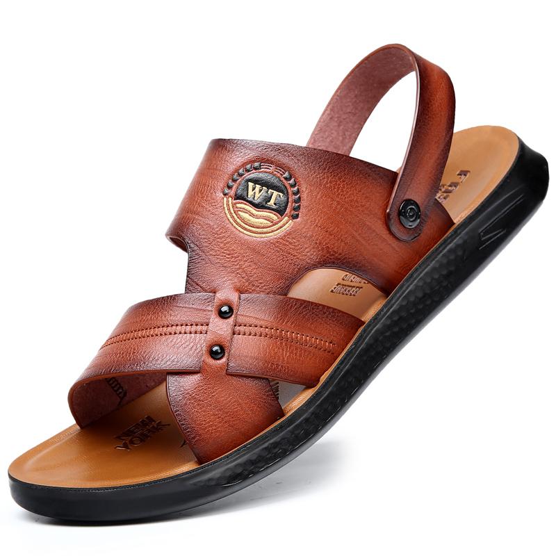 

Men s Sandals New Summer Super Fiber Soft Sole Driving Beach Shoes Dual Purpose Casual Slippers for External Wearing 44