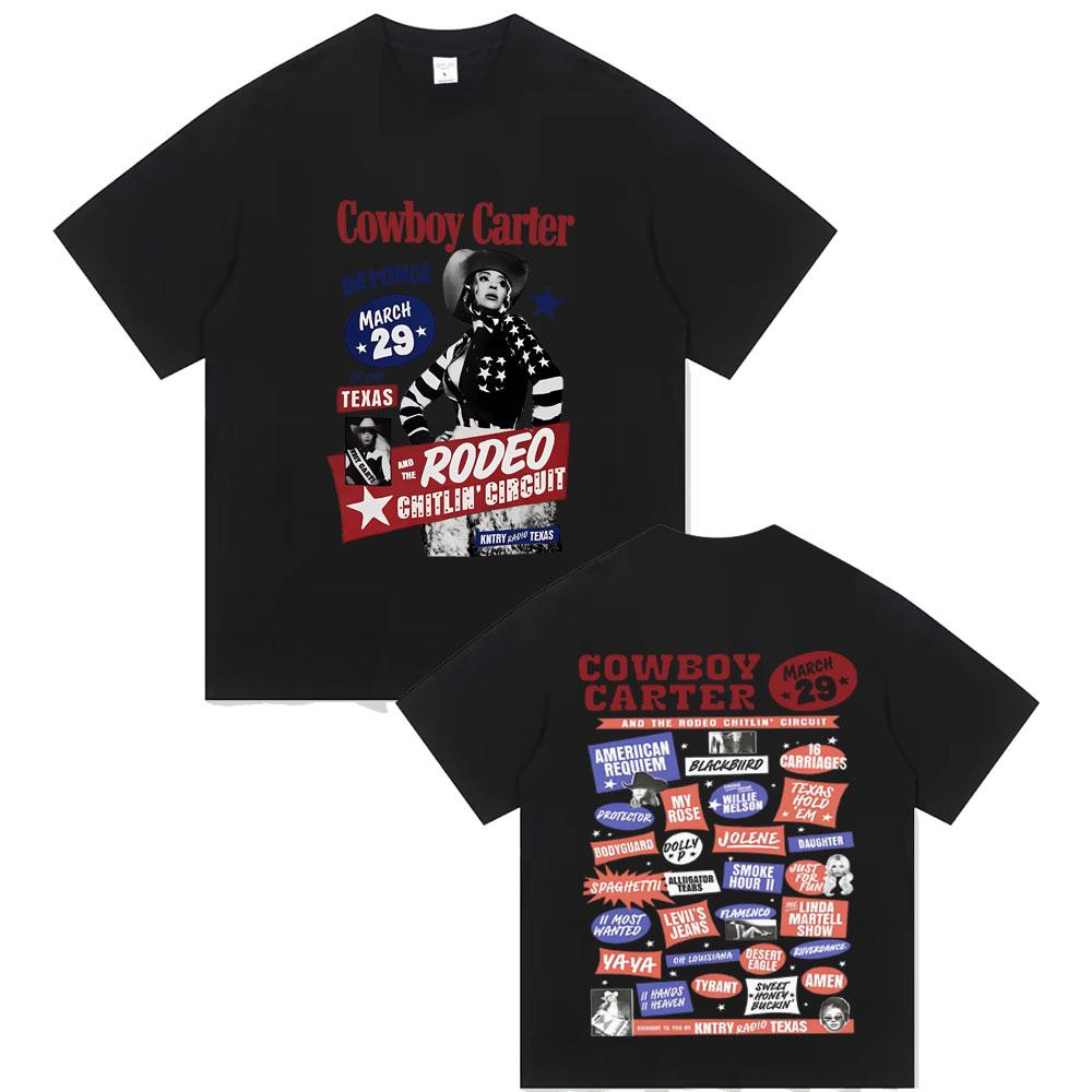 Singer Beyonce Cowboy Carter Graphic Tshirt Unisex Women Fashion Vintage Oversized Streetwear Summer Male Casual Cotton T Shirts
