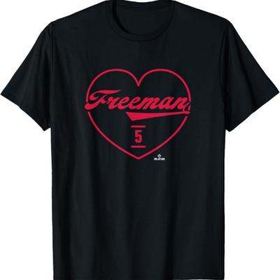 Freddie Freeman Heart Print Love Graphic Apparel T-Shirt