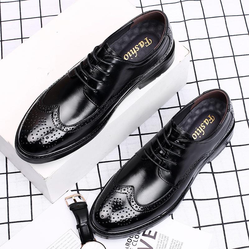 New Luxury Men Oxford Shoes Men Dress Shoes High Quality Pointed Toe Lace Up Wedding Office Formal Genuine Leather Shoes British