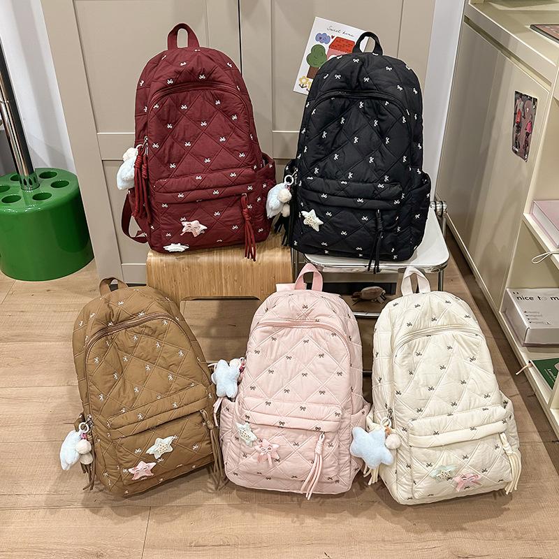 Japanese ins style school bag women's small fresh floral backpack college style computer bag college student travel backpack tide