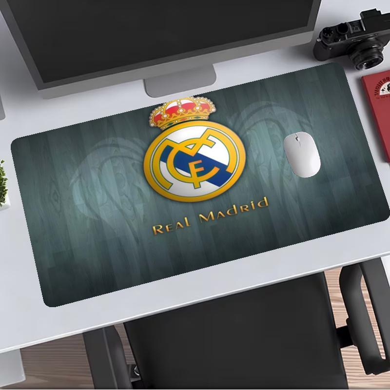 Real Madrid CF Extended Gaming Mouse Pad with Stitched Edges NonSlip Rubber Base Waterproof Desk Mat for Computer Laptop Office Gaming