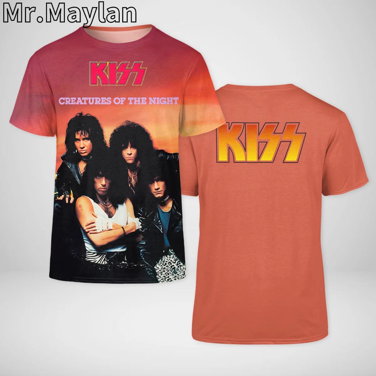 

Літні чоловічі футболки з круглим вирізом та 3D принтом рок-гурту Kiss. Модні повсякденні футболки з коротким рукавом. XL