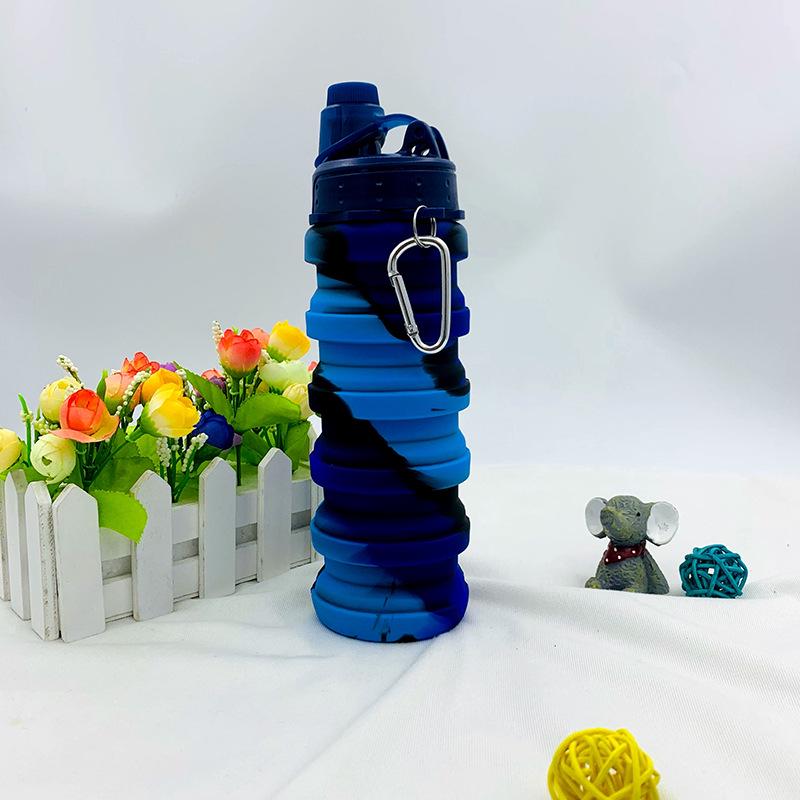 Compact Silicone Foldable Water Bottle - 500ml Portable Sports Bottle for Outdoor Activities