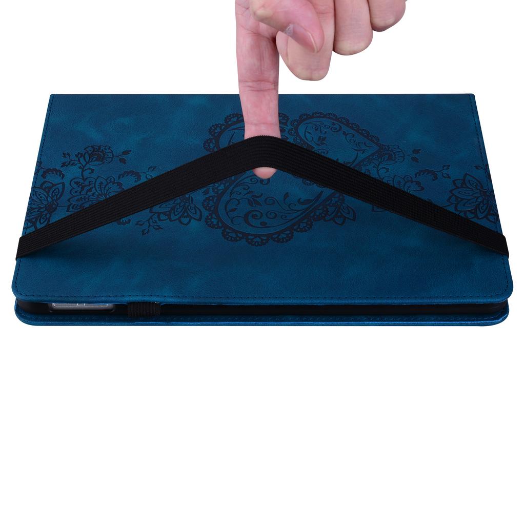 For Samsung Galaxy Tab A11/A9 Leather Case Heart Imprint Foldable Stand Card Slot Stylus Holder Tablet Cover