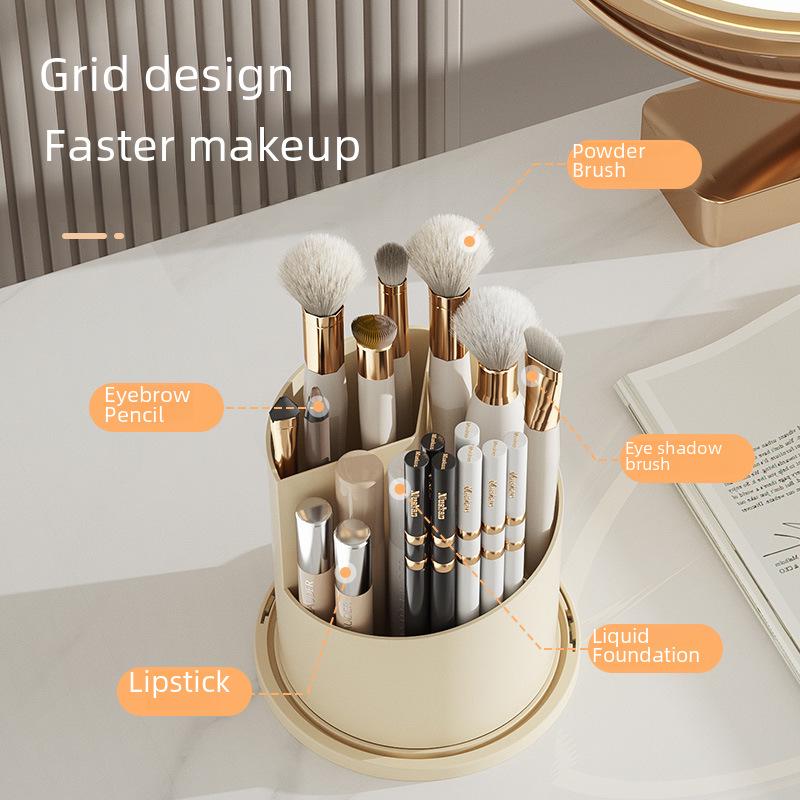 Rotatable Transparent Cosmetics Organizer: Dustproof Makeup Brush Holder & Lipstick Rack