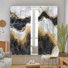 2pcs Marble Pattern Curtains Rod Pocket Decorative Window Drape Window Treatments For Bedroom Living Room Study Home Decoration