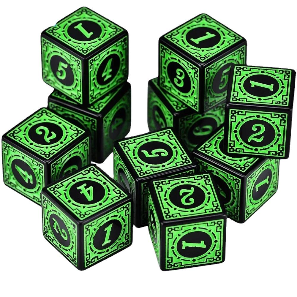 10 Stück/Beutel 16mm W6 Spielwürfel Quadratisch Klassischer Stil Zahlen Polyedrische Würfel DND Würfel Set Tischspiel Spielbrett Würfel