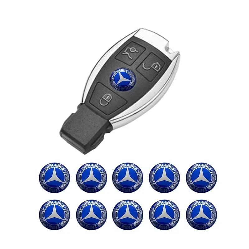 XFAXA1 2025 Hot For Mercedes Benz 14mm Car Key Emblem Stickers Accessories For Mercedes Benz AMG E S C A B Class GLE GLS CLS GLC CLA GL