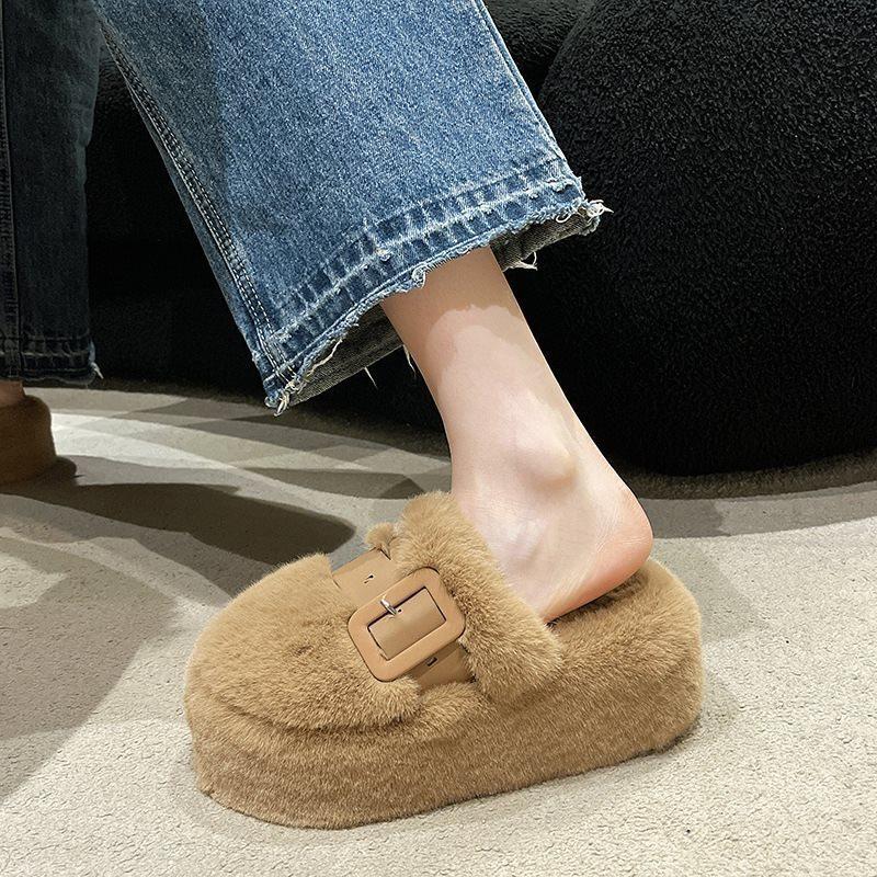Wear Thick Cotton Mop Home Soft Bottom 2025 Semi-non-slip Autumn and Winter Pregnant Women Bag Head Bottom Black New Fluffy Slippers Women