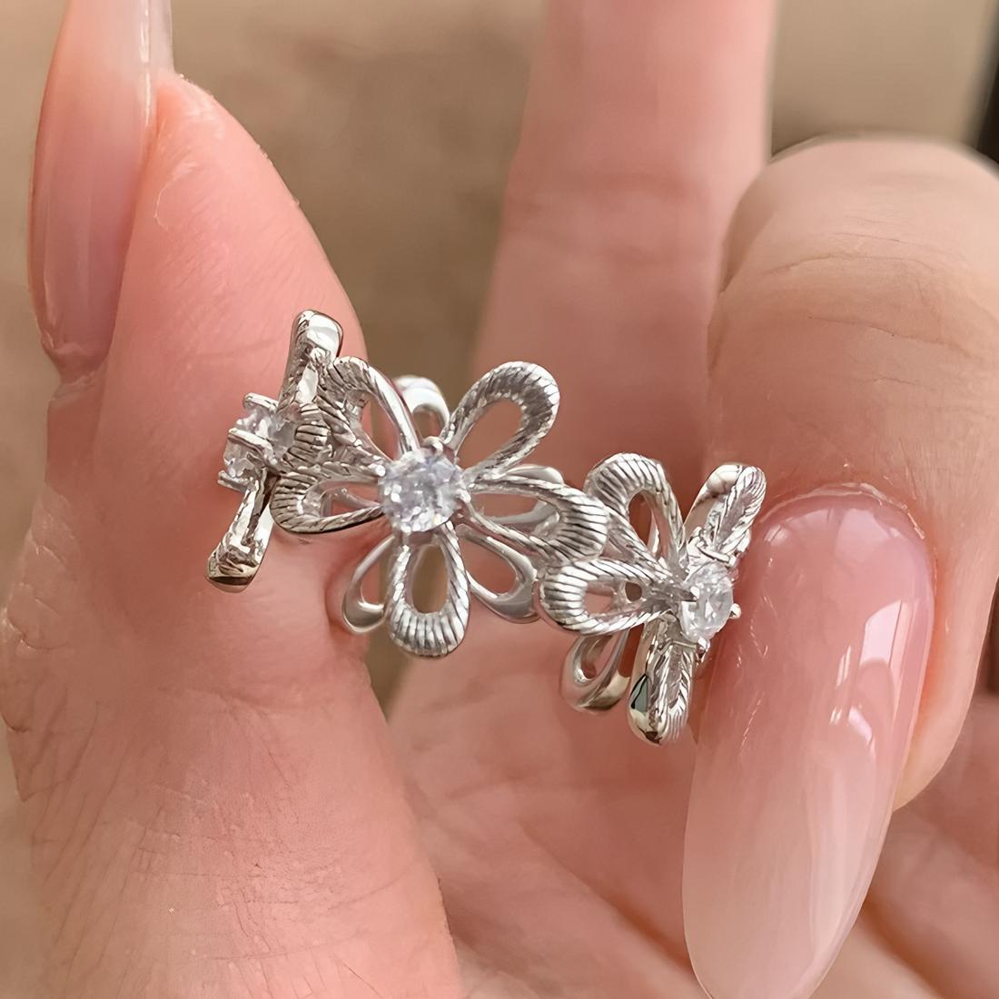 

PANJBJ Real 925 Sterling Silver Retro Round Ring For 2 Rigns Women Chain Vintage Fine Jewelry Minimalist Accessories Gift resizable