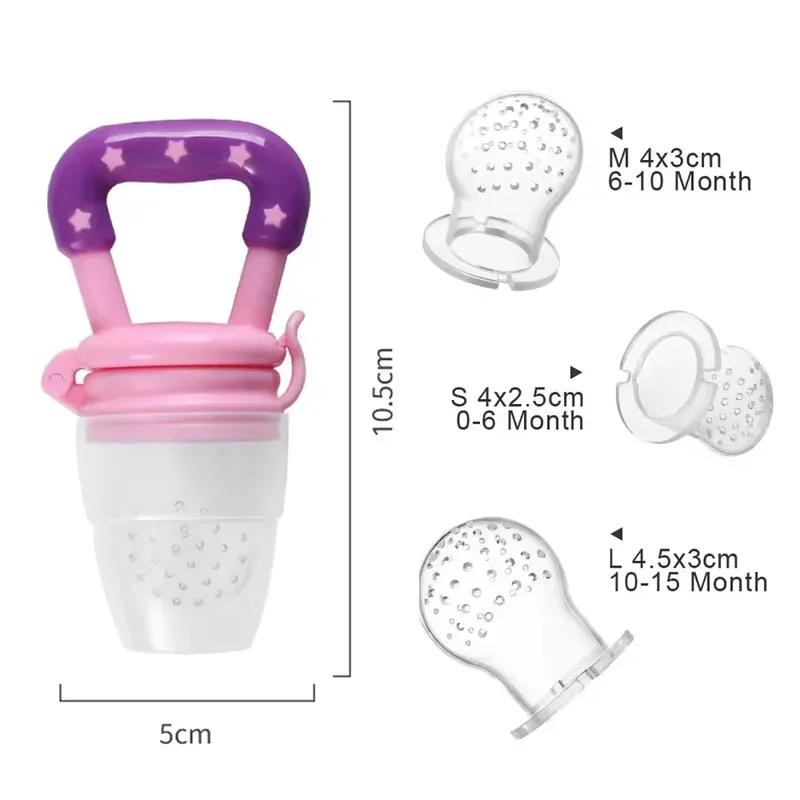 Baby Food Feeder Fruit Feeder Pacifier Infant Teething Toy Teether for Fresh Frozen Fruit - Silicone Nipple Includes All Sizes