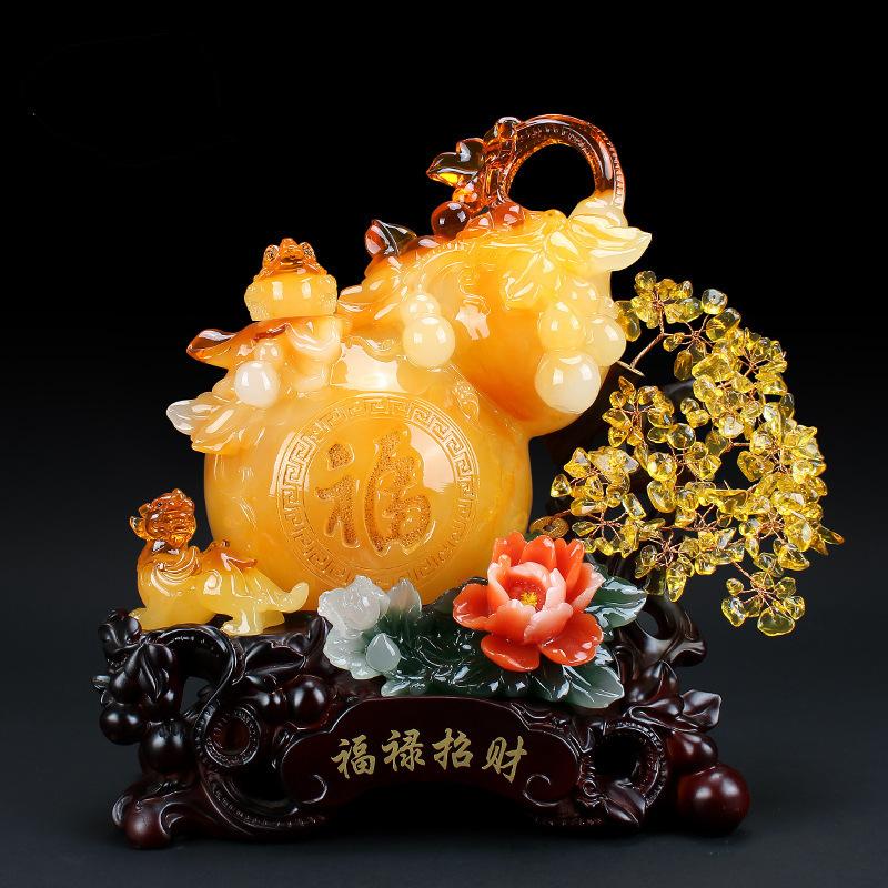 Exquisite resin gourd decorations, wine cabinet, living room handicrafts, opening gifts feng shui  home decoration accessories