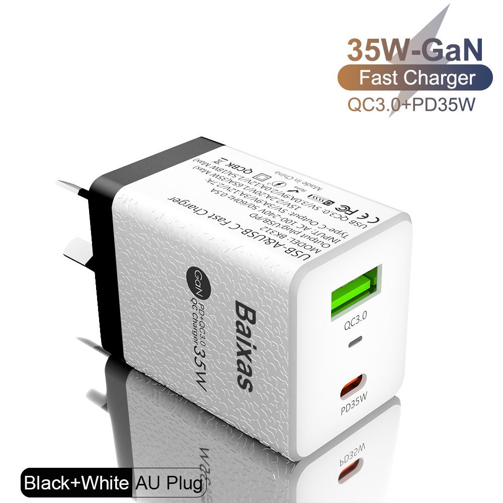 Super Fast Gallium Nitride Charger with QC3.0 + PD35W, EU/UK/AU Plug