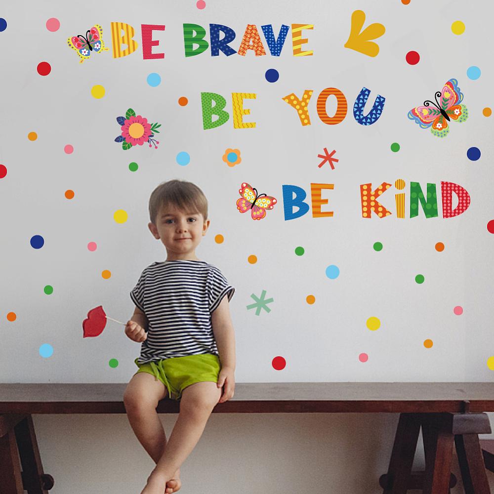 1set PVC Wall Stickers Wall Decoration Word Be Brave 800x390mm 2pcs/set