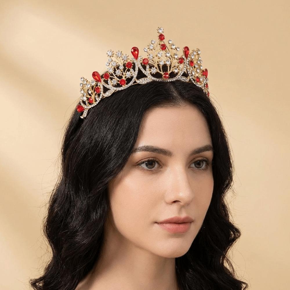 Shiny Princess Tiara Metal Rhinestone Crown Elegant Baroque Crown Bridal
