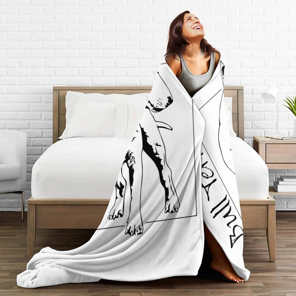 English Bull Terrier Dog Portrait Portrait Blanket Soft Warm Flannel Throw Blanket Cover for Bed Living room Travel Home Couch