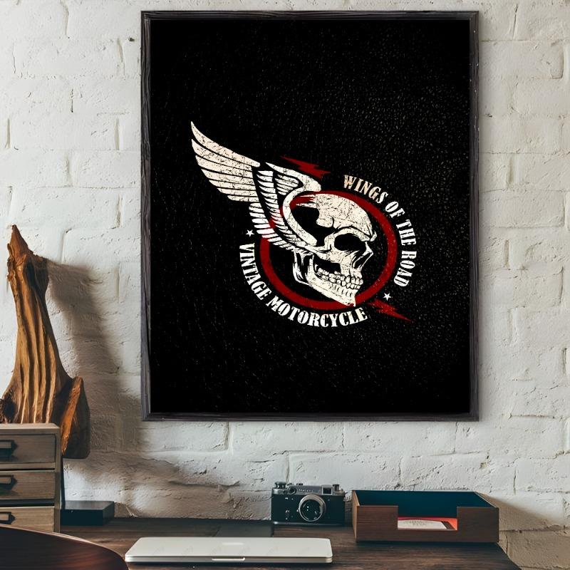 H-Hells A-Angels Moto Cool Skull Poster Sticky Wall Art Printing Waterproof Home Living Bed Room Bar Aesthetic Decor