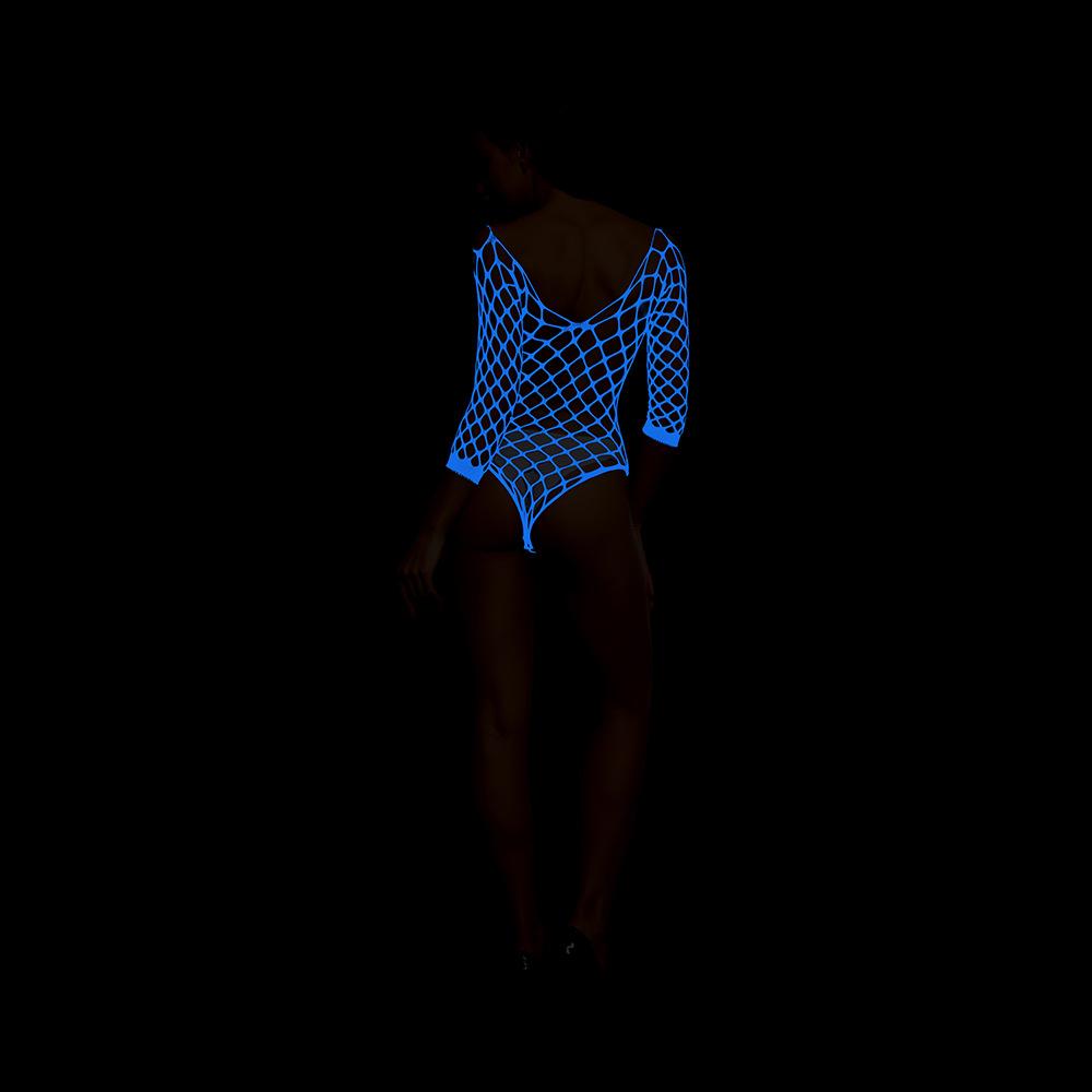 Sex underwear luminous blue light mesh one-piece luminous stockings three-point bikini long-sleeved y