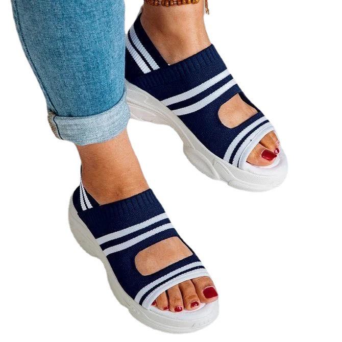 Women's Flyknit Platform Sport Sandals - Summer 2021 Casual Beach Shoes, Thick Sole, Plus Size