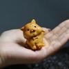 Chinese Zodiac Wood Carving: Radish Rabbit Pendant & Desktop Ornament