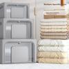Jiabangshou Fabric Storage Box, Clothes Organizer Box, Quilt And Garment Storage Box, U-Shaped Window, 66L, 1 Piece