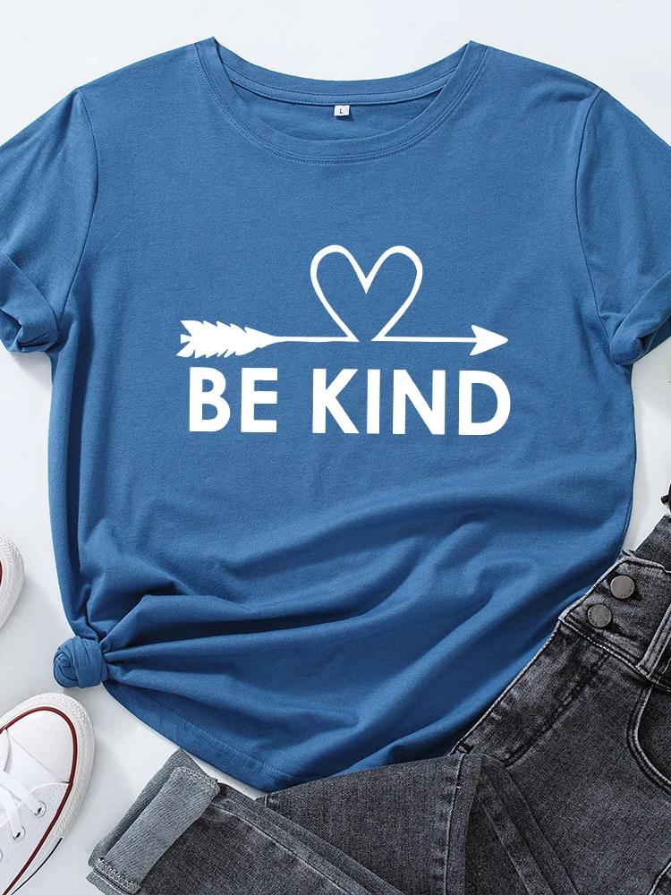 Be Kind Heart Print T Shirt Women Short Sleeve O Neck Loose Tshirt Summer Women Causal Tee Shirt Tops Camisetas Mujer