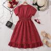 European And American Girls' Summer New Stylish Petal Sleeve Heart-Shaped Dress For Older Children