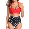 Bikini Sexy de cintura alta con estampado floral, Tankini Sexy, conjunto de Bikini con cuello Halter, traje de baño femenino de lunares, traje de baño de 2 piezas de talla grande XXL