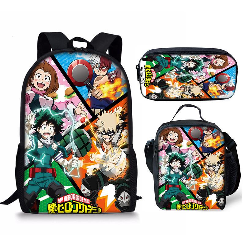 My Hero Academia Schülerrucksack mit Polyesterfutter und Anime-Cartoon-Design für Teenager