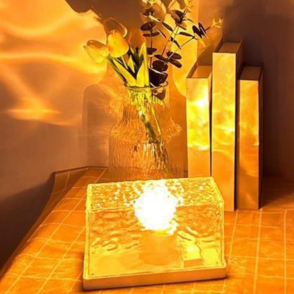 Rotating Water Ripple Lights, Crystal USB Powered Night Light Lamp for Party , 3 Color