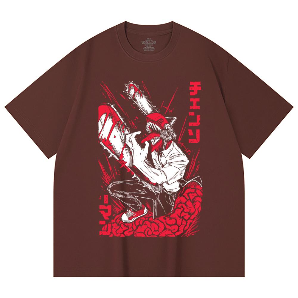 230 Gsm 100% Cotton Chainsaw Man V28 Denji Print Unisex Heavy Cotton T Shirt