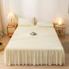 1pc Gray Bed Skirt Skin-friendly Bed Cover Simple Style Mattress Protector Roupa De Cama Soft Bedspread for Home (No Pillowcase)