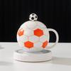 World Football Ceramic Cup with Lid, Sports Souvenir Planet Mug, Coffee Water Cups, Handheld Gift