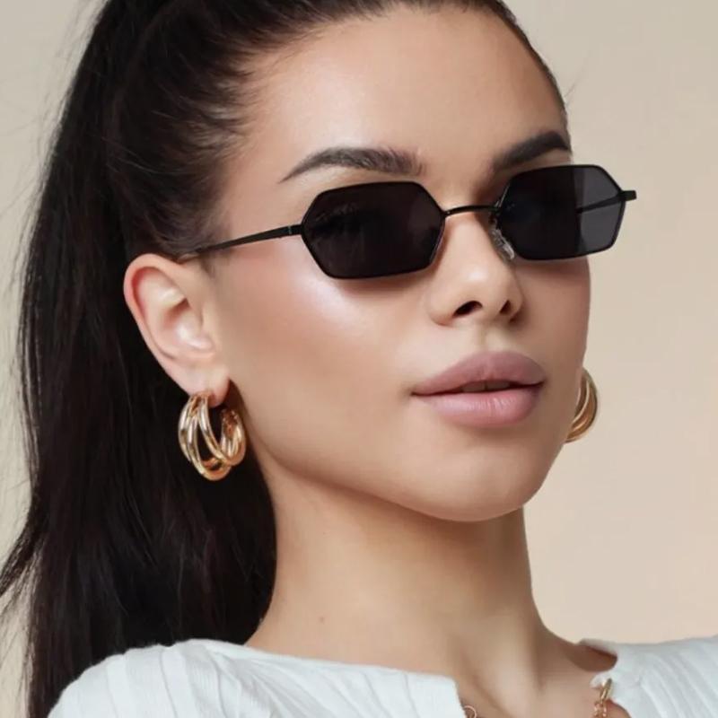 Metal Small Frame Polygonal Sunglasses For Women Trendy Retro Glasses Personality High-end Sunglasses 340